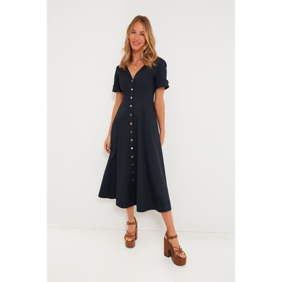 Tuckernuck Dresses & Skirts - Tuckernuck Navy Blue Kate Maxi Dress sz XXL Women's Button Front Fit & Flare NEW